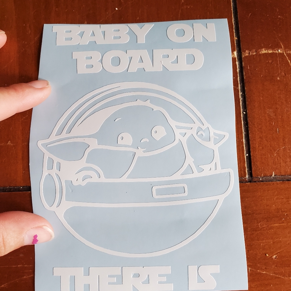 Baby yoda on board decal